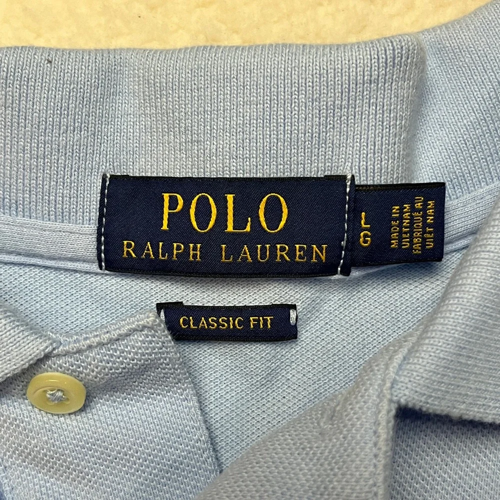 Polo Ralph Lauren Shirt Mens L Blue Polo Classic Fit Short Sleeve Pique 6582